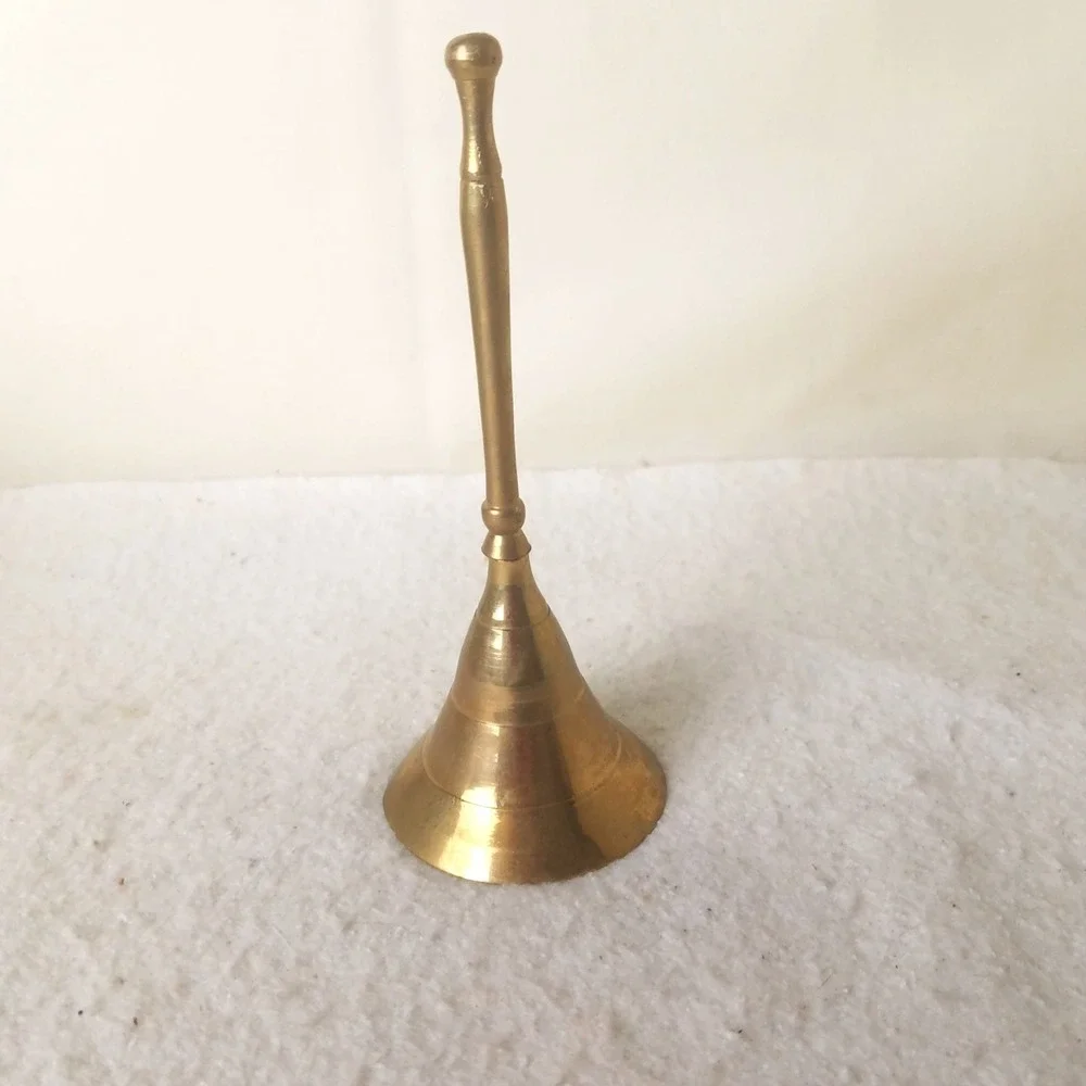 Brass‎ Hand Bell Decorative Tabletop Bell India Vntg Slender